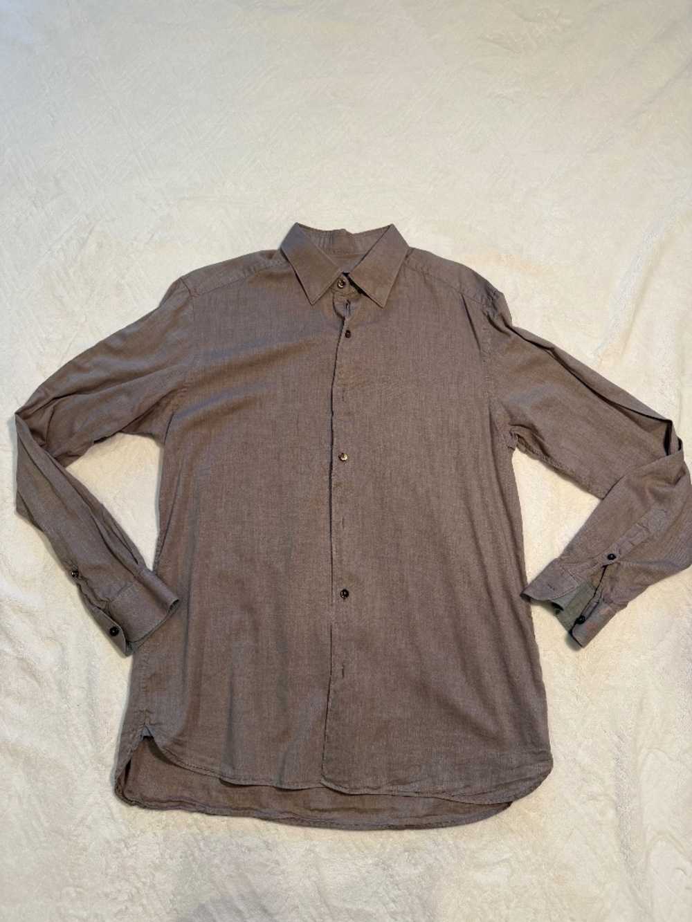 Ermenegildo Zegna tan button down long sleeve shirt Size: L